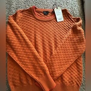 Prana womens Orange Checker-Textured Crewneck Sweater with tags
